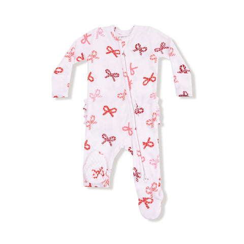 Pijama Footie Navidad Lazos Candy Cane