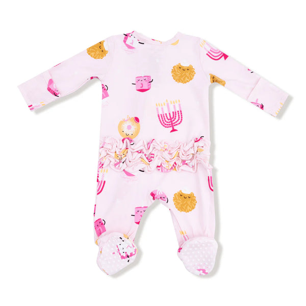 Pijama Footie Hanukkah Rosado