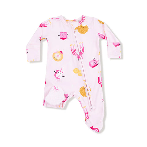 Pijama Footie Hanukkah Rosado