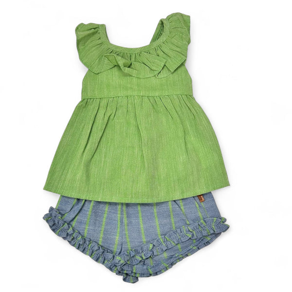 Conjunto Niña Rayas Short - Verde