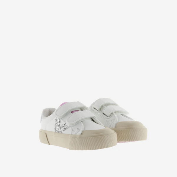 Zapatillas Doble Velcro Tribu Glitter - Plata