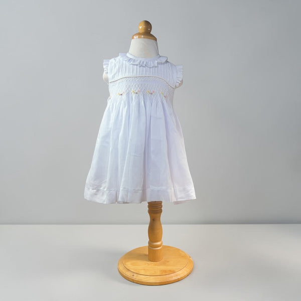 Vestido Smock Flores - Blanco