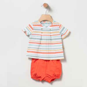 Conjunto Bloomer Rayas Naranja