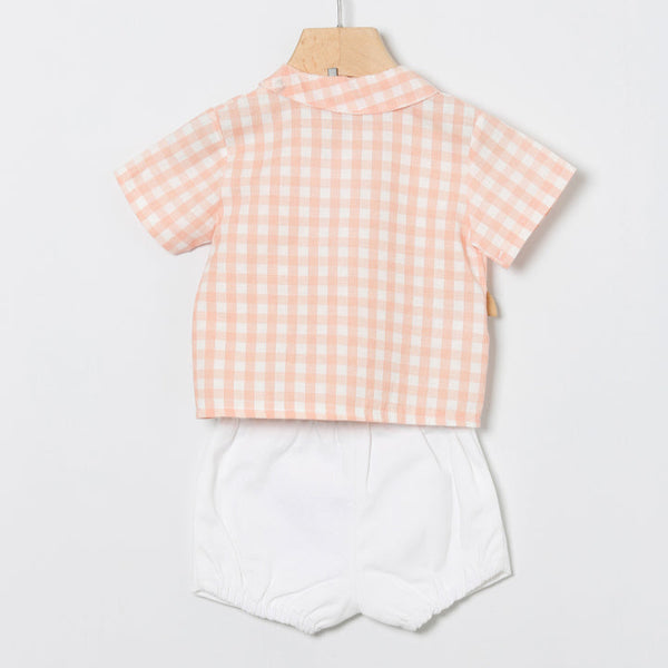 Conjunto Niño Cuadros Niza - Salmón