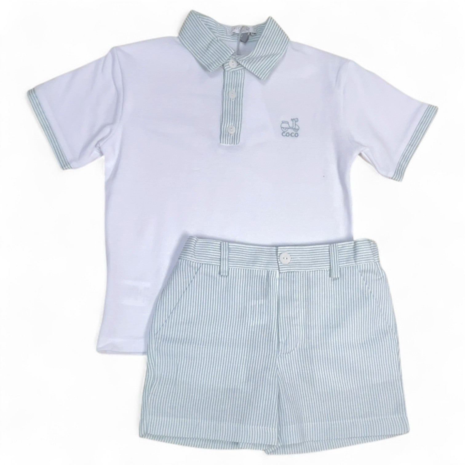 Conjunto Niño Polo Rayas Niza - Verde