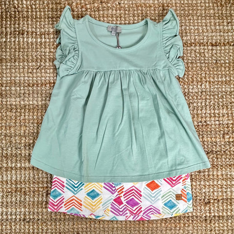 Conjunto Verde Falda Estampada