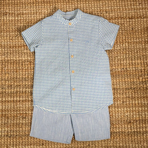 Traje Pantalón Bermuda Zahara Celeste
