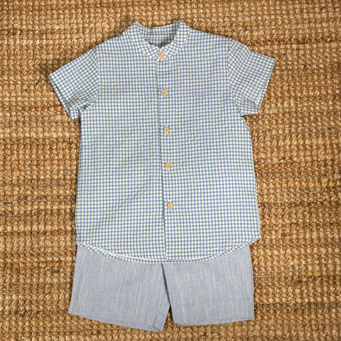 Traje Pantalón Bermuda Zahara Celeste