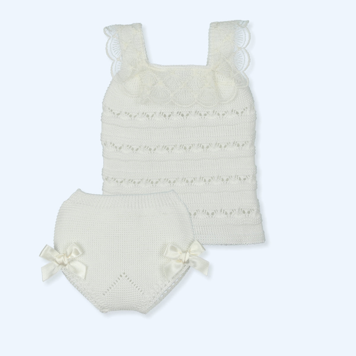 Conjunto Punto Tul Bordado Specially - Crudo