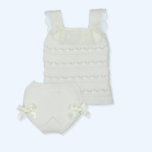 Conjunto Punto Tul Bordado Specially - Crudo