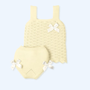 Conjunto Punto Lacitos Gorgeous - Crema