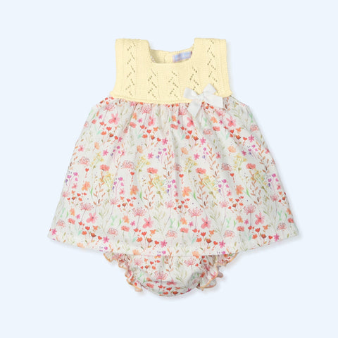 Vestido y Culotte Flores Showy - Crema