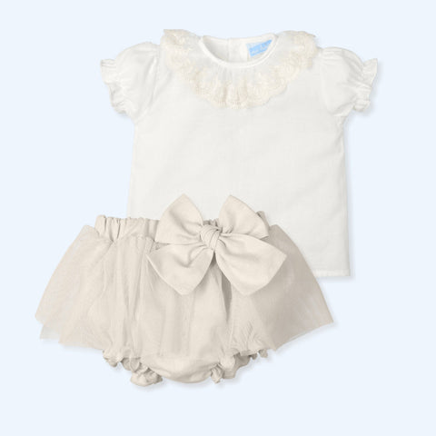 Conjunto Tul Bordado Gorgeous - Natural