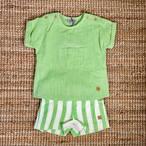 Conjunto Corto Rayas Verde