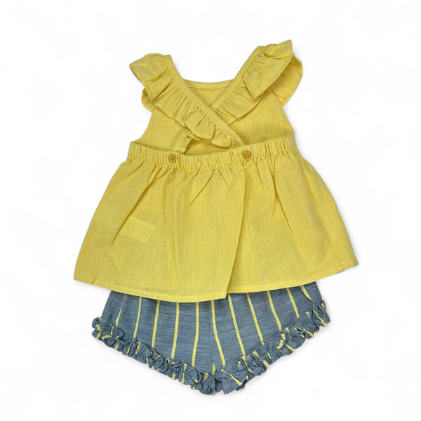 Conjunto Niña Rayas Short - Amarillo
