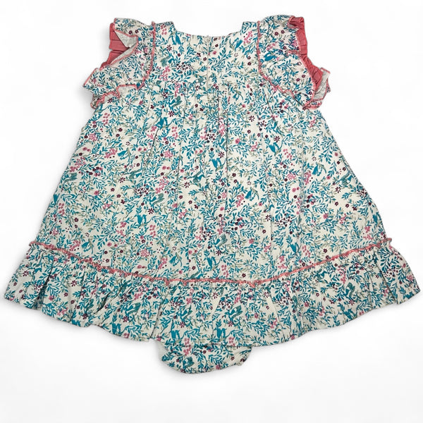Vestido Niña Flores Turquesa