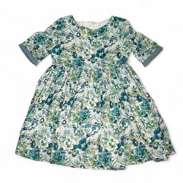 Vestido Niña Grande Flores - Verde Sin Fajón