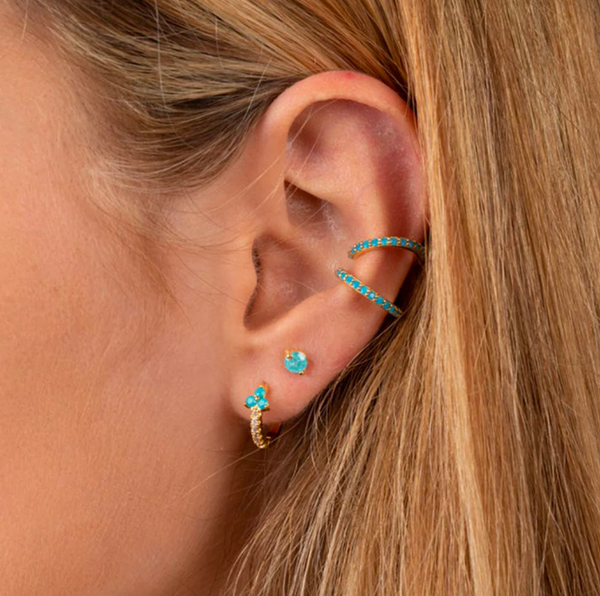 Aretes - Huggies Trio Turquesa 1