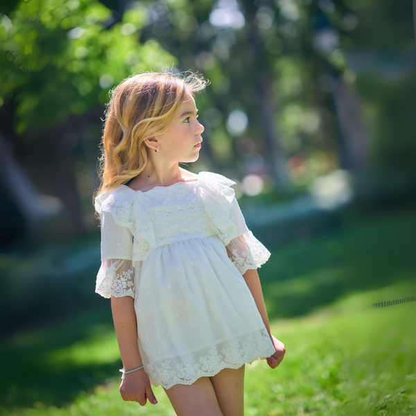 Vestido Etamine Cuadrille - Blanco