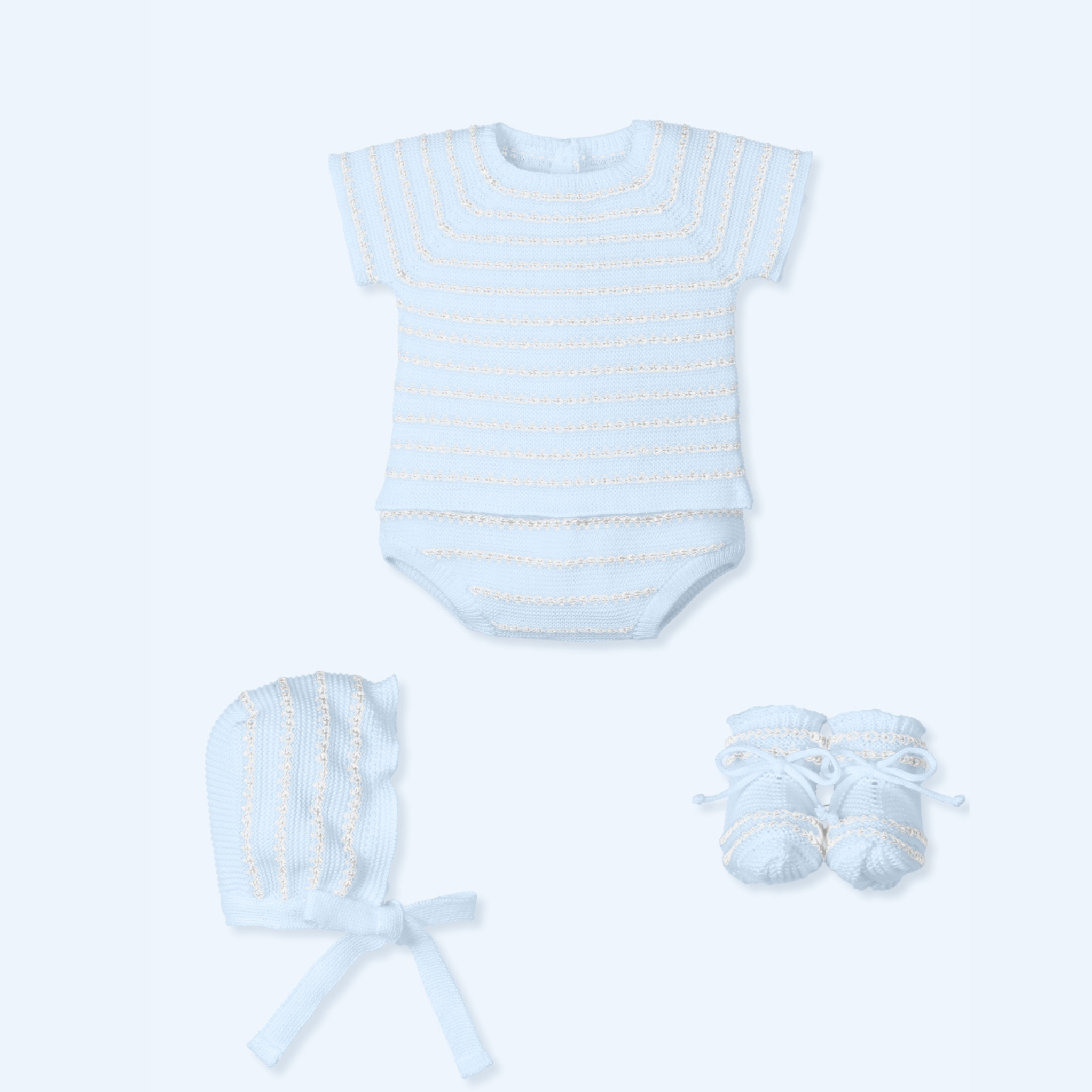 Conjunto 3 Piezas Radiant - Celeste/Blanco
