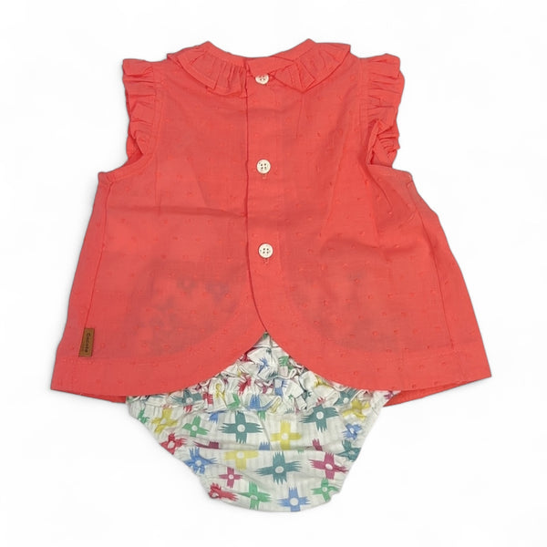 Conjunto Niña Cruces Braga - Coral