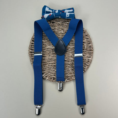 Juego Tirantes y Gatito - Azul estampado de Patitos