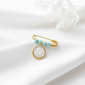Pin - Ángel de la Guarda Nacar Turquesas Claras