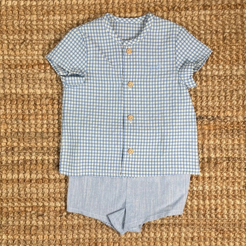 Traje Pantalón Bermuda Zahara Celeste