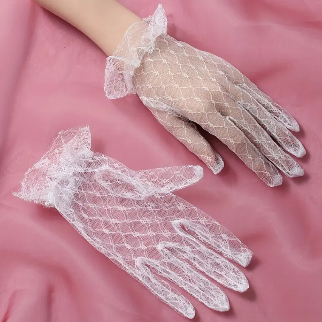 Guantes de Primera Comunión - Blanco Volado Encaje
