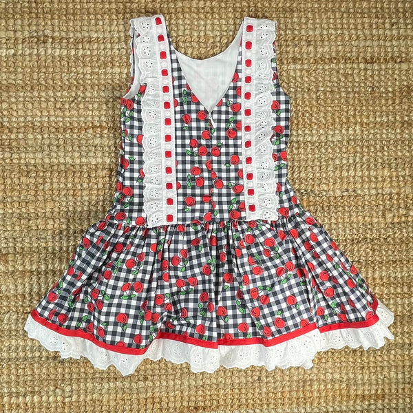 Vestido Vichy Talle Bajo Cerezas