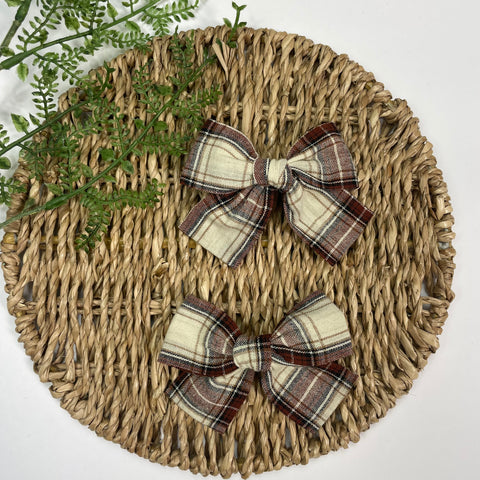 Ganchos Tartán Chocolate - Set de 2