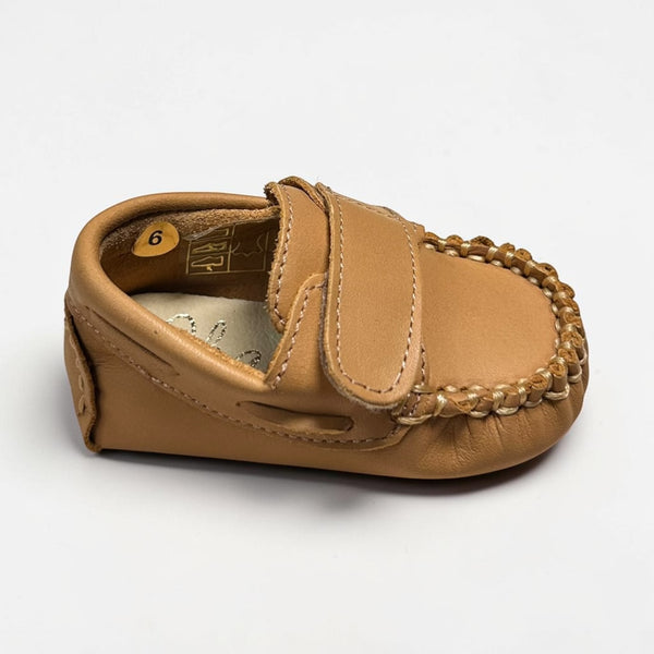 Mocasines Velcro Bebé - Camel Claro