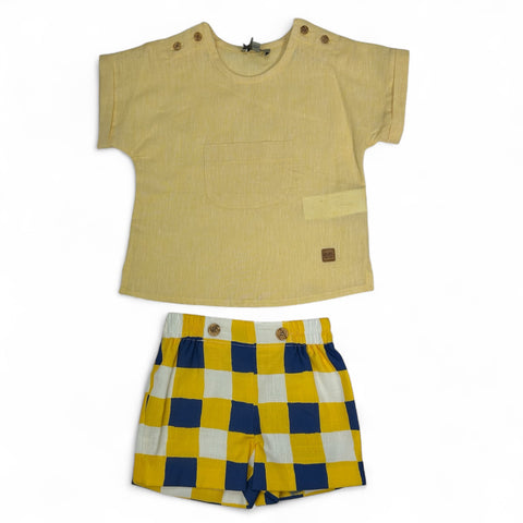 Conjunto Niño Cuadros - Amarillo