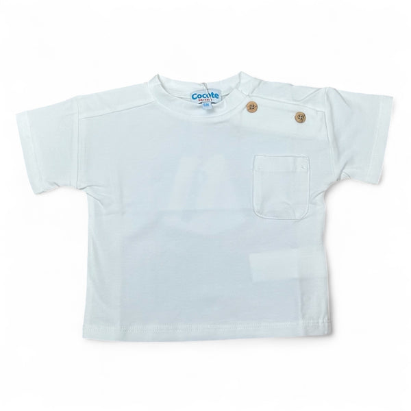 Camiseta Básica con Botones - Blanco