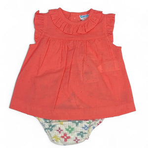 Conjunto Niña Cruces Braga - Coral