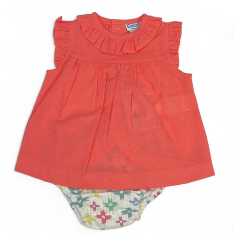 Conjunto Niña Cruces Braga - Coral
