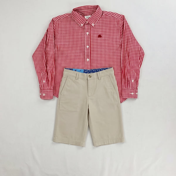 Conjunto Short y Camisa Navidad Khaki - Roja