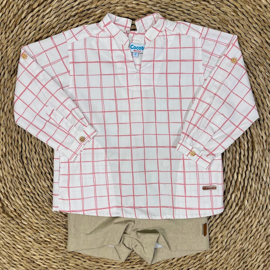 Conjunto Cuadros-Coral Beige