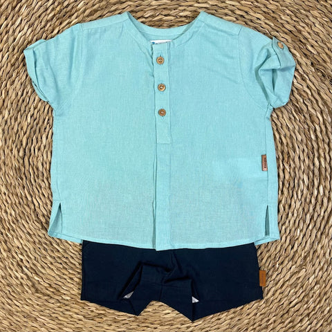 Conjunto Lino-Turquesa Marino