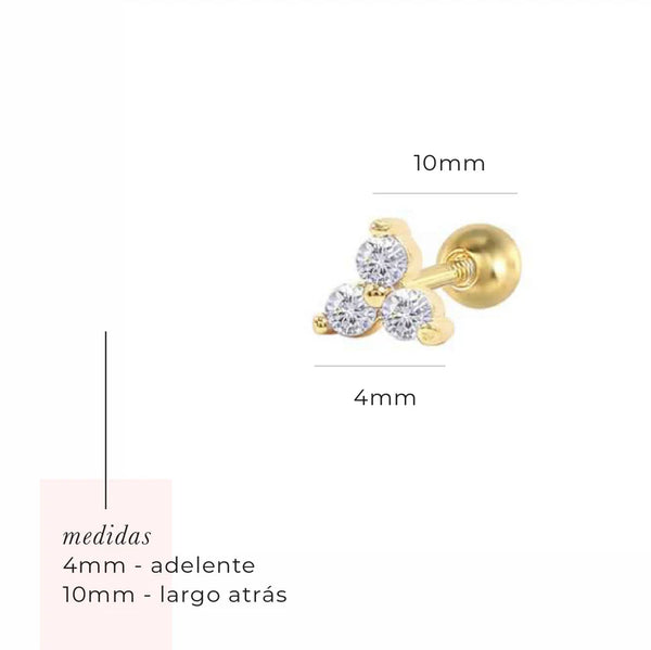 Aretes - Mini Trio Stud Cierre Dorado