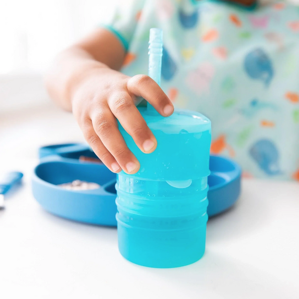 Vaso de Pajita de Silicona con Tapa: Azul