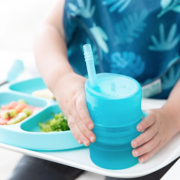 Vaso de Pajita de Silicona con Tapa: Azul