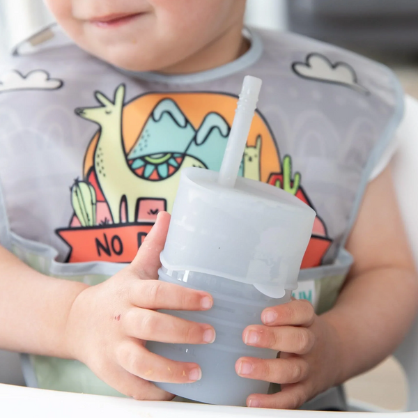 Vaso de Pajita de Silicona con Tapa: Gris