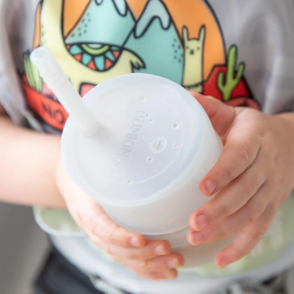 Vaso de Pajita de Silicona con Tapa: Gris