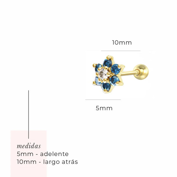 Aretes - Mini Flor Azul