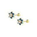 Aretes - Mini Flor Azul