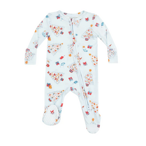 Pijama Footie Navidad Árbol Celeste