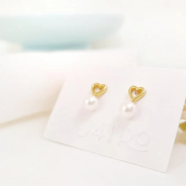 Aretes - Corazón Perla