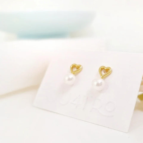 Aretes - Corazón Perla