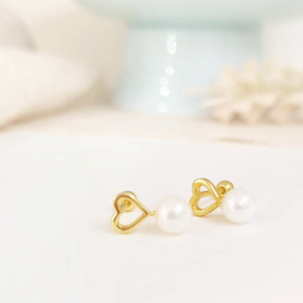 Aretes - Corazón Perla